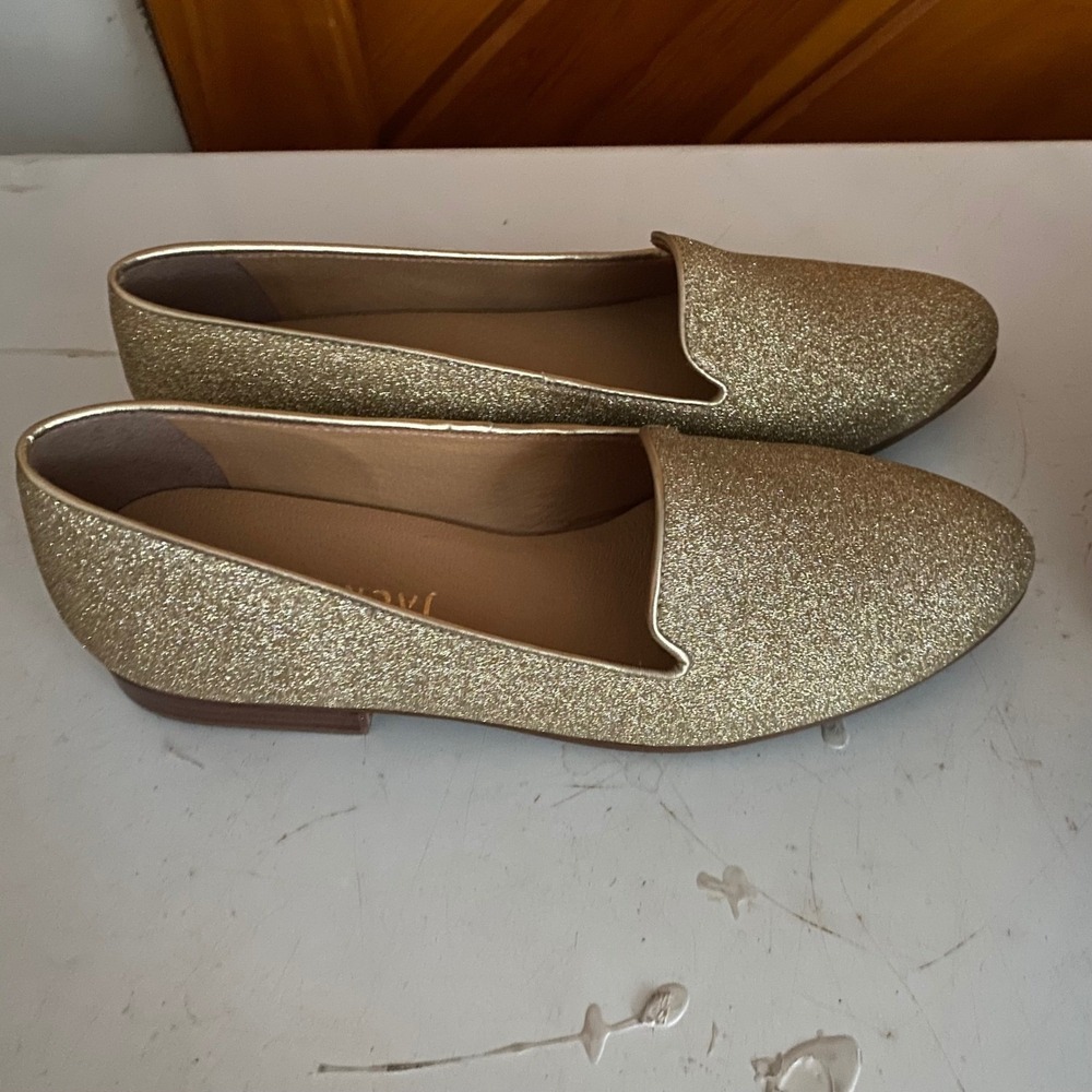 Jack Rogers NEW Ginny Loafer Glitter Gold Flats Women's Size 8